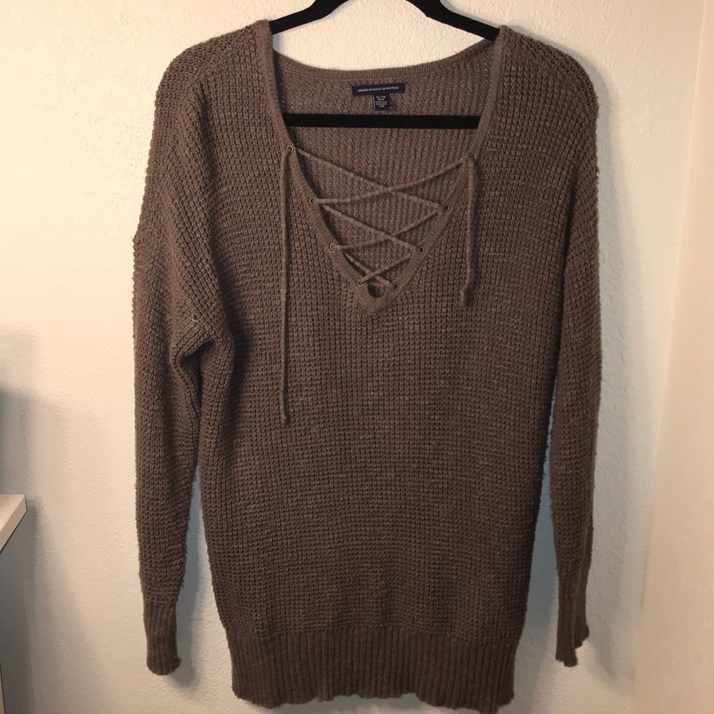 American Eagle tie up sweater